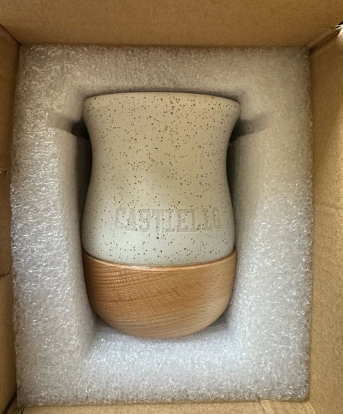 260ml Ceramic and wooden Yerba Mate Gourd Cup